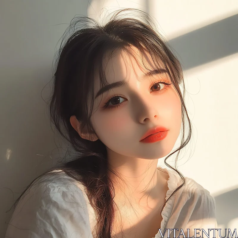 Female Beauty in Subtle Light AI Image