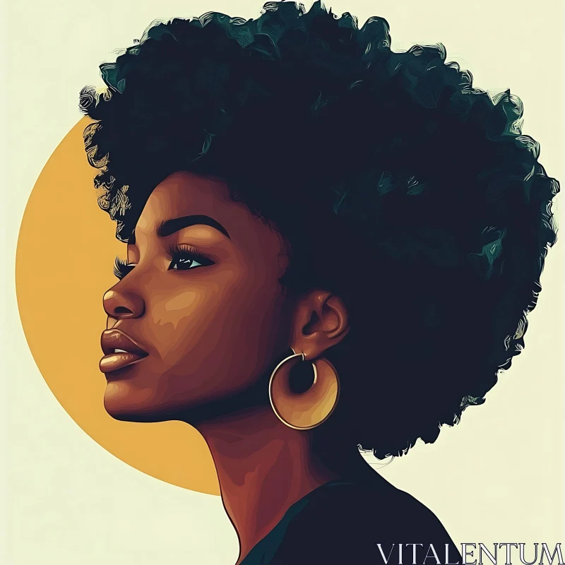 Stylized Side Profile of Woman with Afro AI Image