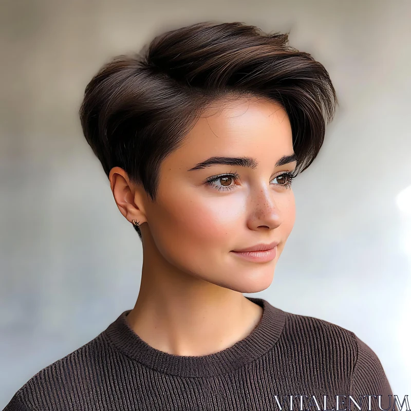 Stylish Short-Haired Woman in Soft Lighting Stylish Short-Haired Woman in Soft Lighting