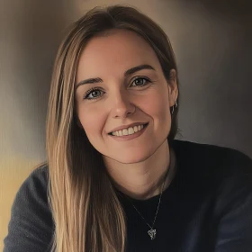 Smiling Woman with Long Blonde Hair