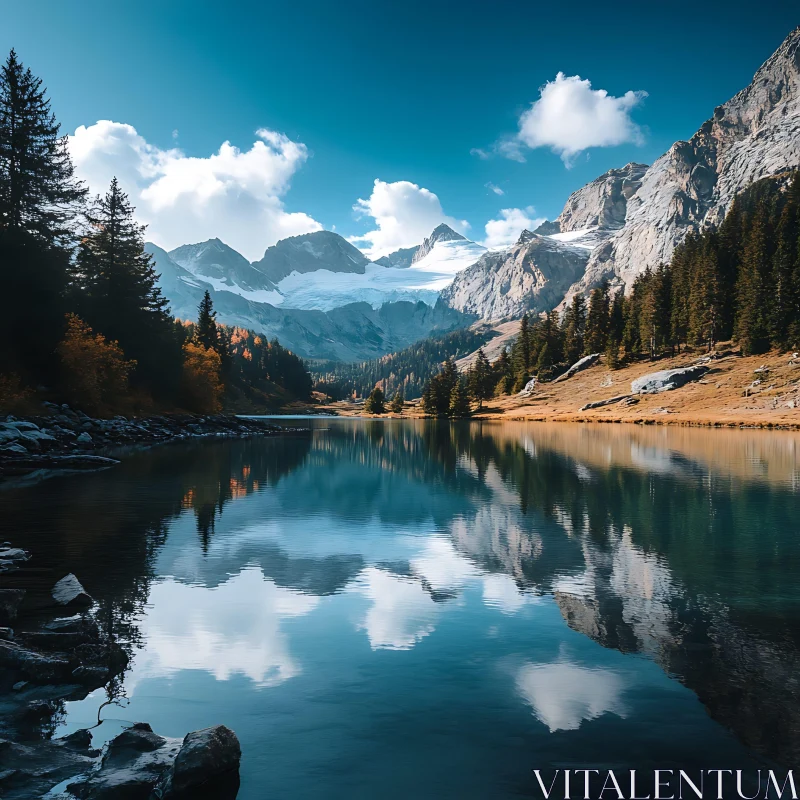Serene Mountain Landscape with Reflective Lake Serene Mountain Landscape with Reflective Lake