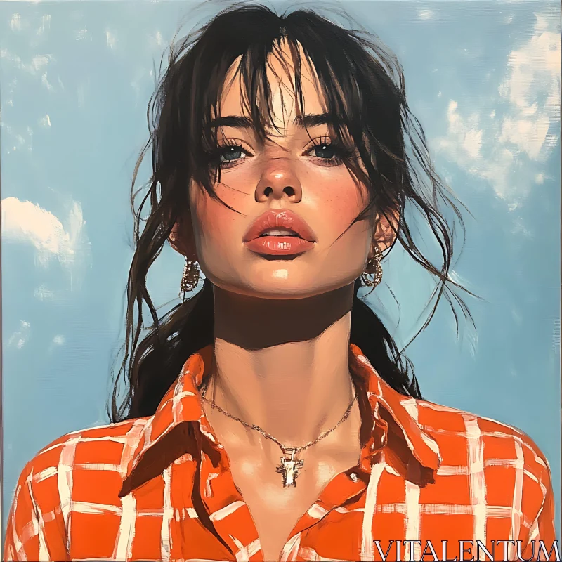 Confident Woman in Checkered Shirt
