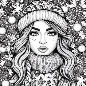 Detailed Winter Woman Illustration