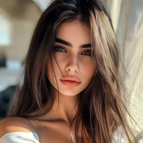 Freckle-Faced Woman Gazing Intently