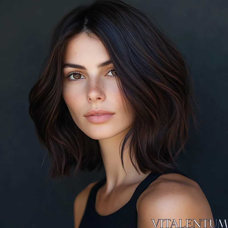 Captivating Female Portrait with Brown Eyes and Freckles Captivating Female Portrait with Brown Eyes and Freckles