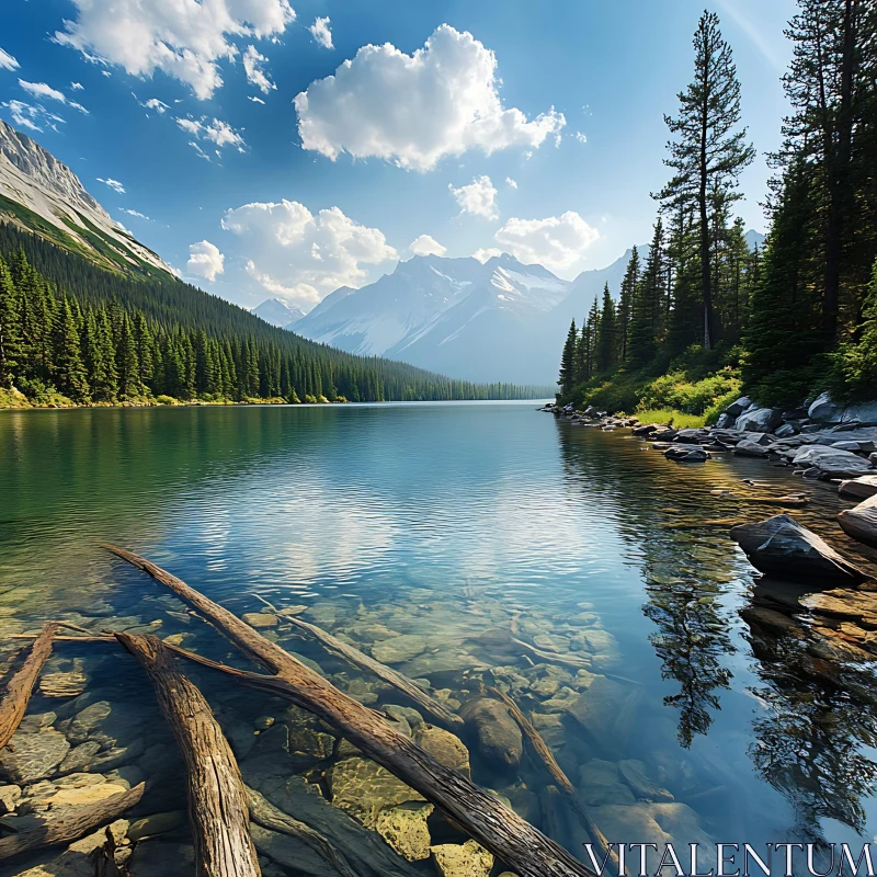 Peaceful Alpine Lake with Crystal Waters Peaceful Alpine Lake with Crystal Waters