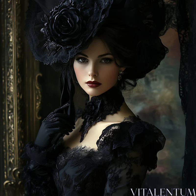 Victorian Lady in Black - Elegant Portrait Victorian Lady in Black - Elegant Portrait