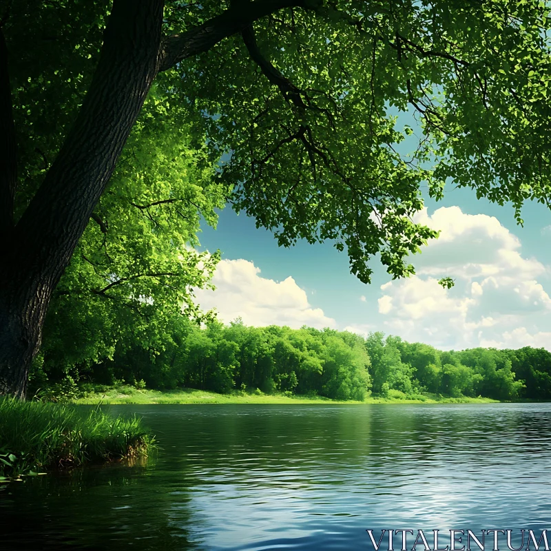 Tranquil Lake Surrounded by Forest