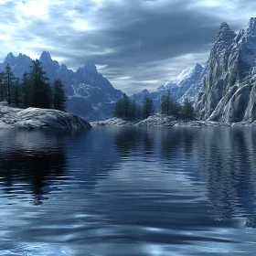 Peaceful Alpine Landscape with a Reflective Lake