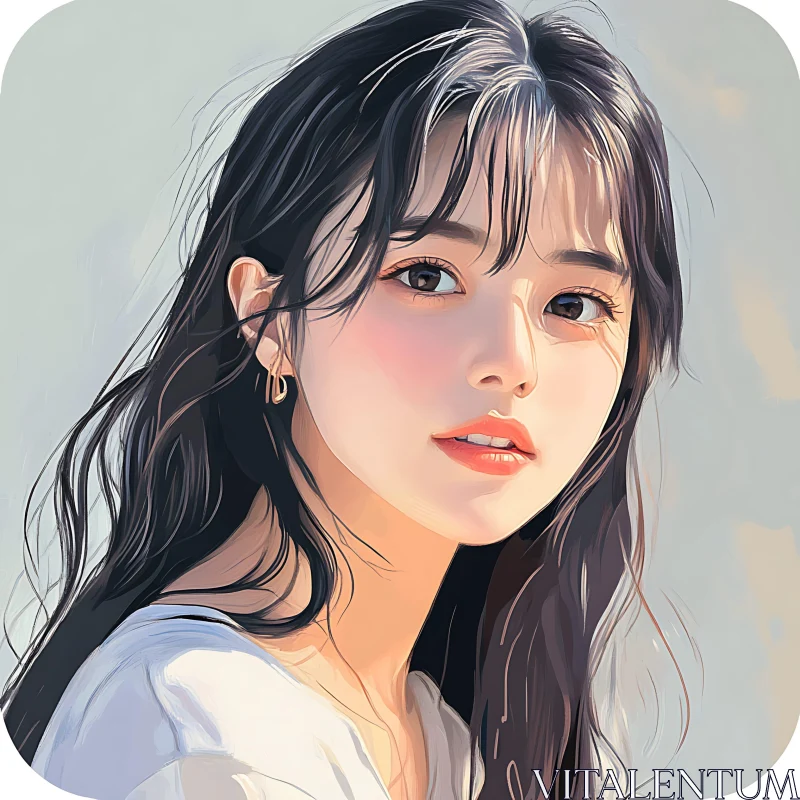 Portrait of a Woman with Black Hair Digital Art Portrait of a Woman with Black Hair Digital Art