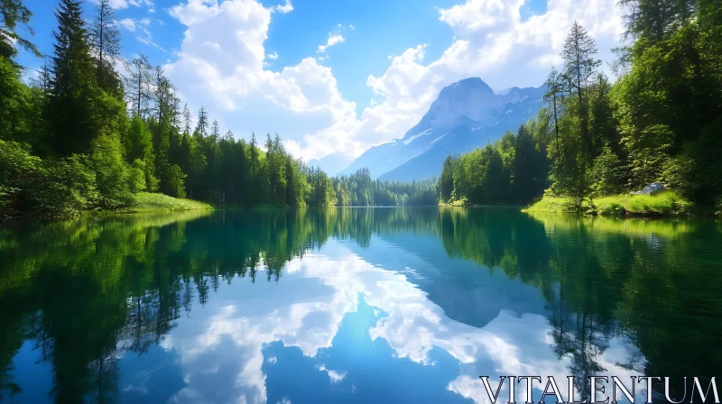 AI ART Calm Lake and Majestic Mountain Scene