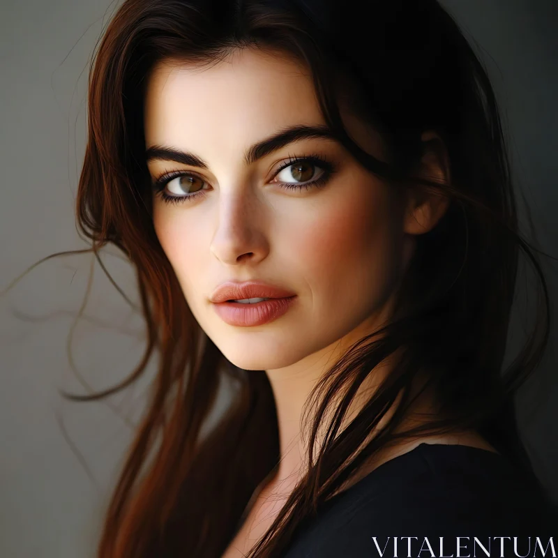 Elegant Female Portrait with Beautiful Eyes AI Image