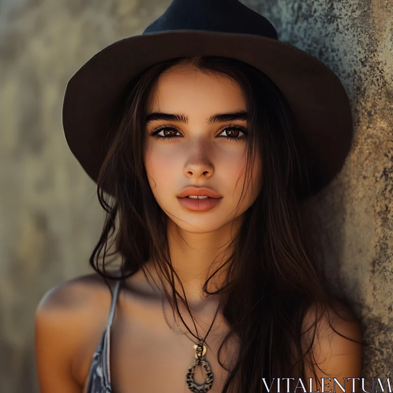 Young Woman's Close-Up with Expressive Eyes AI Image