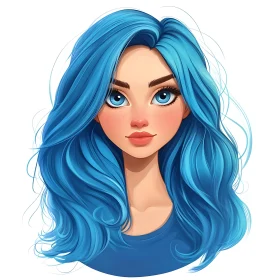 Anime Girl with Bright Blue Hair and Eyes