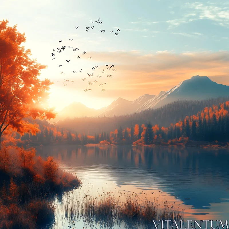 AI ART Peaceful Morning Over a Mountain Lake