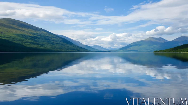 Peaceful Lake Surrounded by Majestic Mountains AI Image