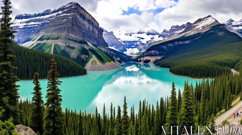 Scenic View of a Mountain Lake AI Image