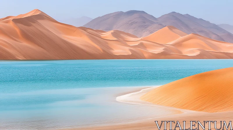 AI ART Picturesque Desert Oasis with Majestic Sand Dunes