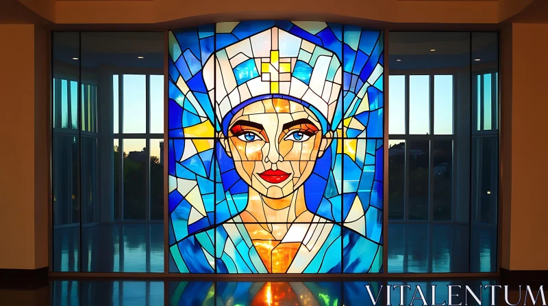 Abstract Nurse Stained Glass Art AI Image