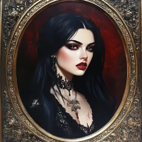 Dark Gothic Woman in Baroque Frame