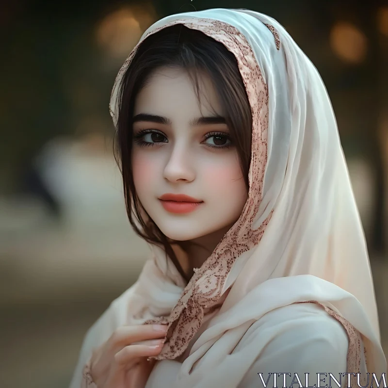 Young Woman in Elegant Veil AI Image