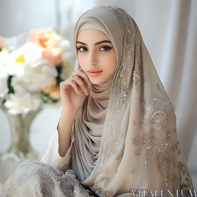 Graceful Hijab Fashion Portrait AI Image