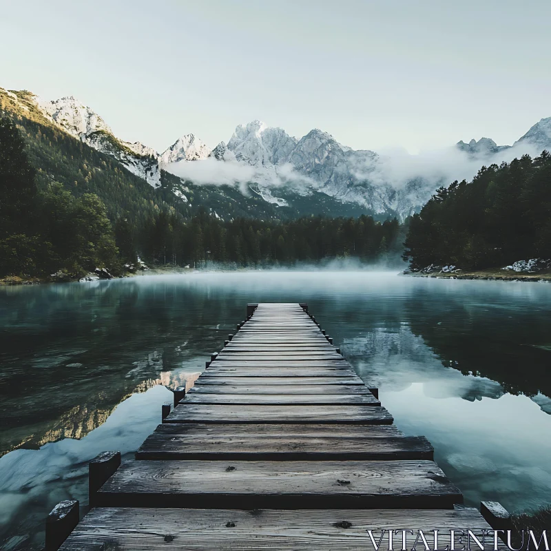 Tranquil Mountain Lake with Reflections AI Image