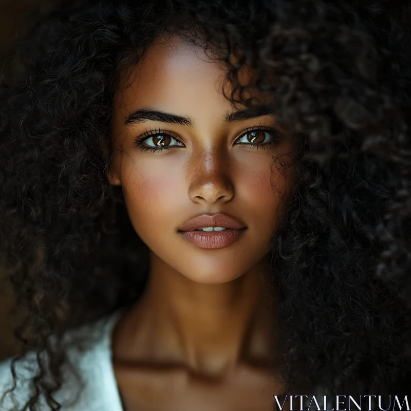 Natural Beauty: Woman with Curly Hair AI Image