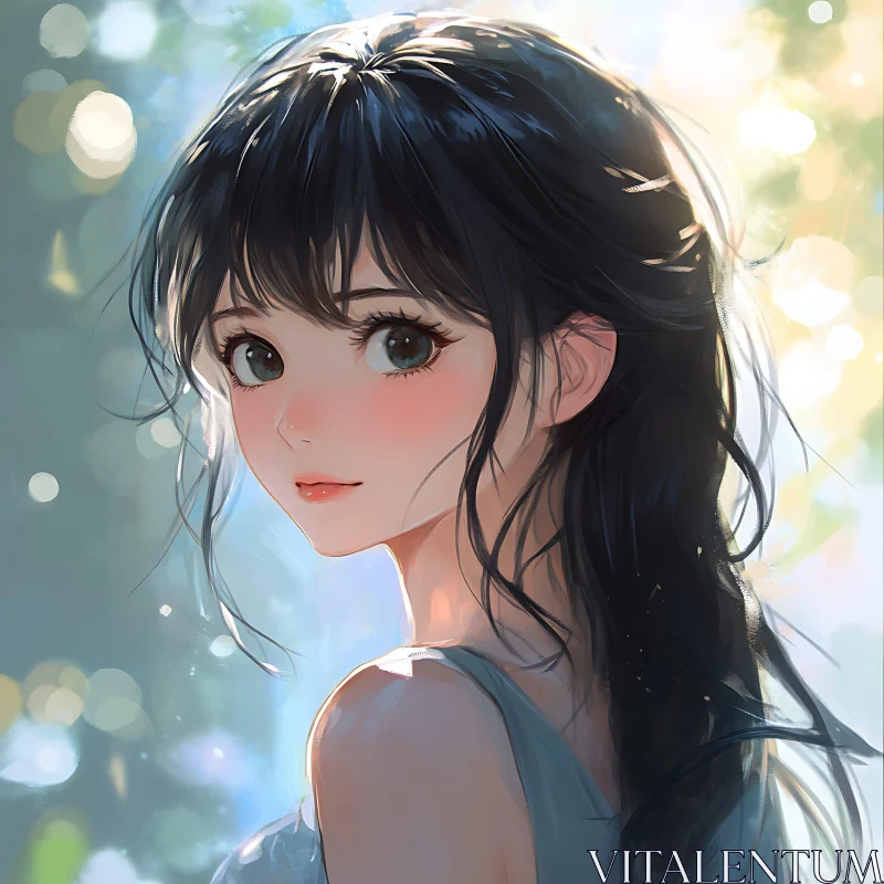 Anime Girl in Natural Setting AI Image