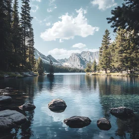 Serene Lake with Majestic Mountain Views