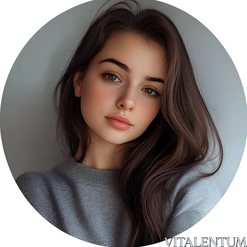 Elegant Young Woman Portrait AI Image