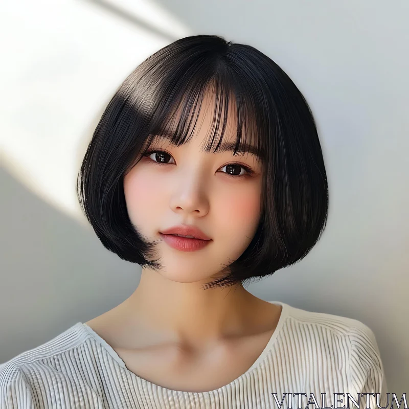 Graceful Bob Hairstyle Woman Portrait AI Image