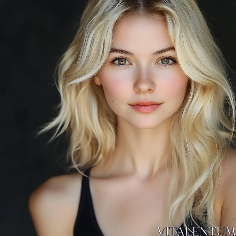 Blonde Woman Portrait with Natural Makeup AI Image