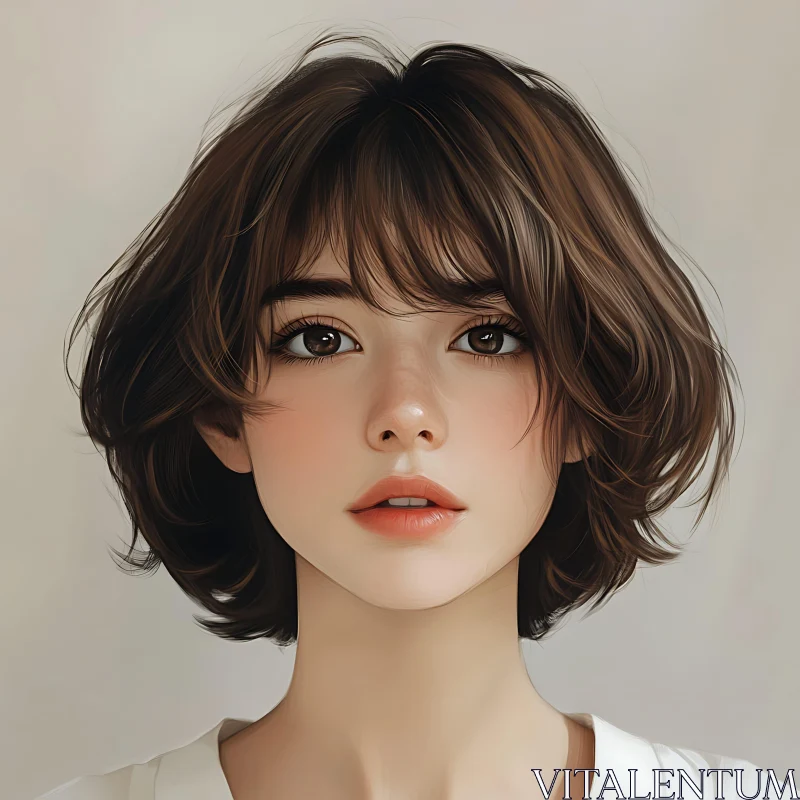 Artistic Woman Portrait with Soft Features AI Image