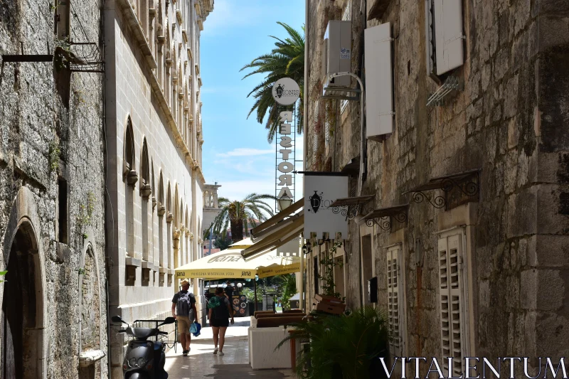 Narrow Historic Alley Scene Free Stock Photo