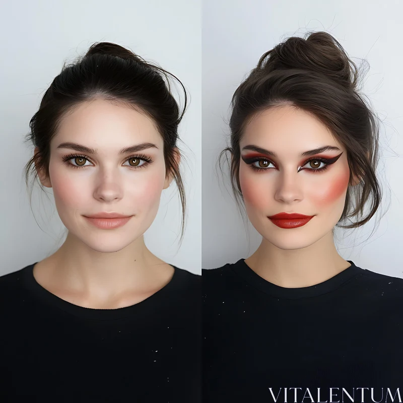 Makeup Transformation Comparison AI Image