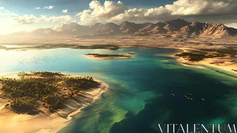 Idyllic Island with Clear Waters and Mountain Scapes AI Image