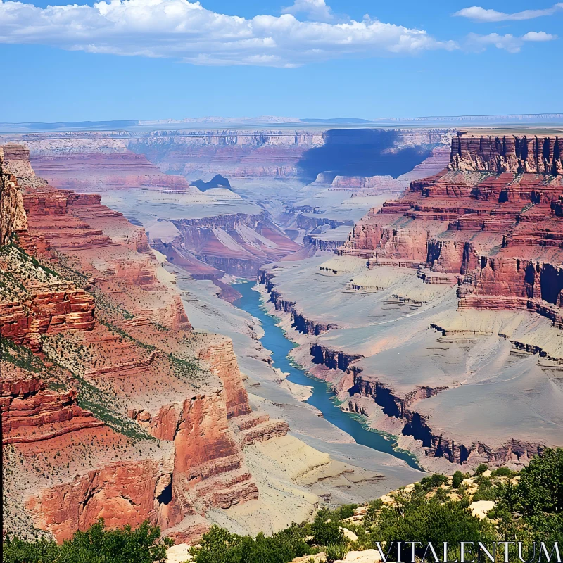 Panoramic Canyon with Flowing River AI Image