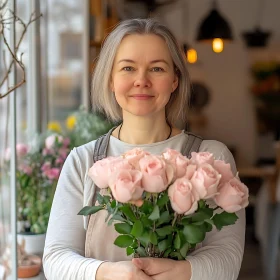 Florist with Pink Roses