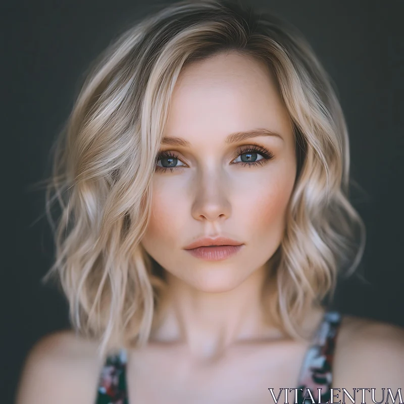 Blonde Woman Close-Up Portrait AI Image