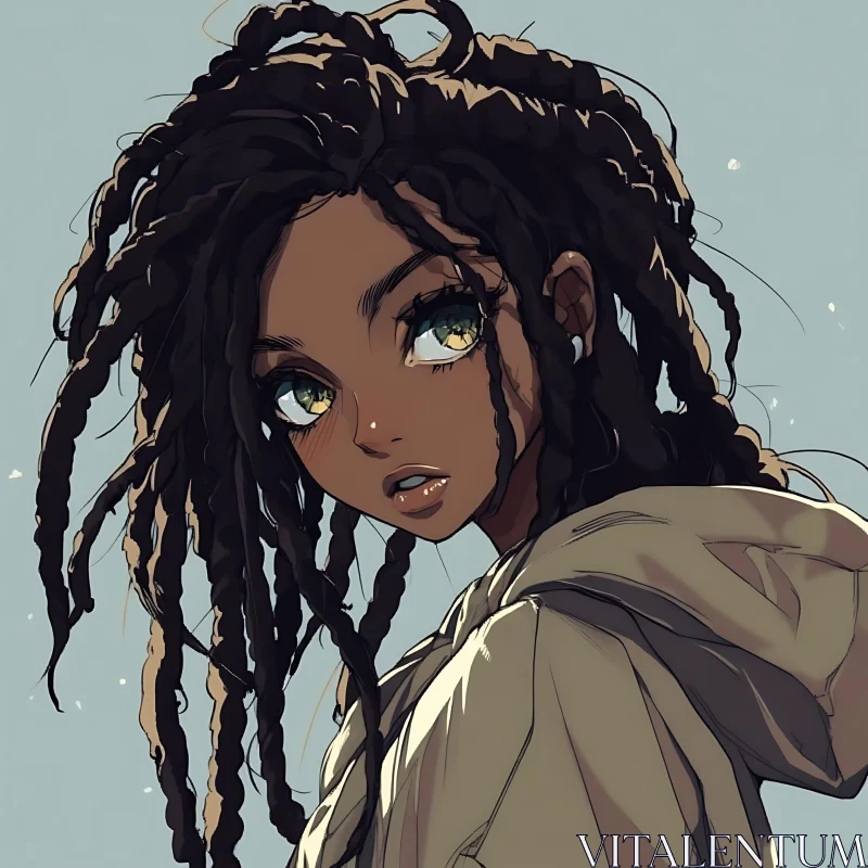 Character with Dreadlocks in Anime Style AI Image