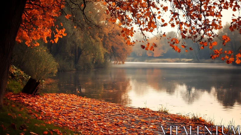 AI ART Tranquil Lakeside in Fall with Reflections