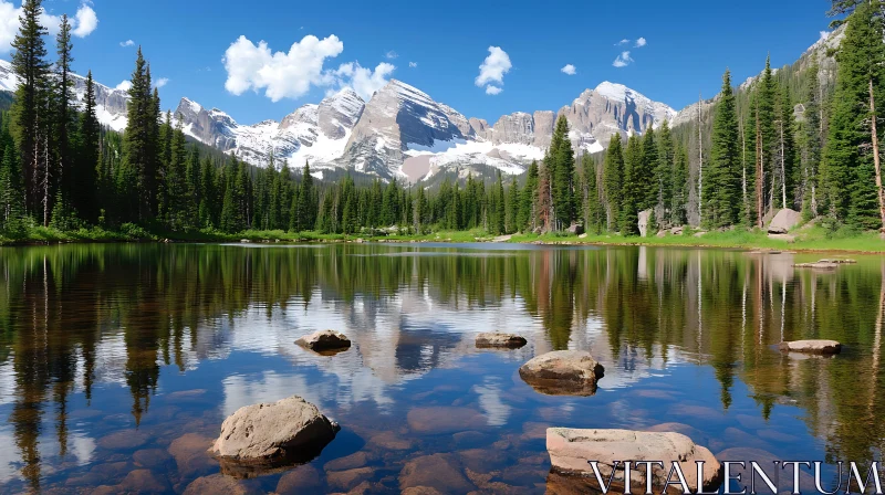 Serene Lake and Mountain Reflections AI Image