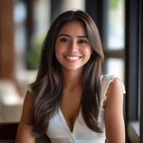 Elegant Indoor Portrait of a Smiling Woman