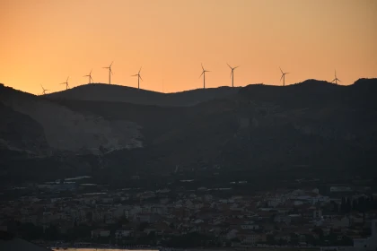 Golden Hour Hilltop Wind Turbines