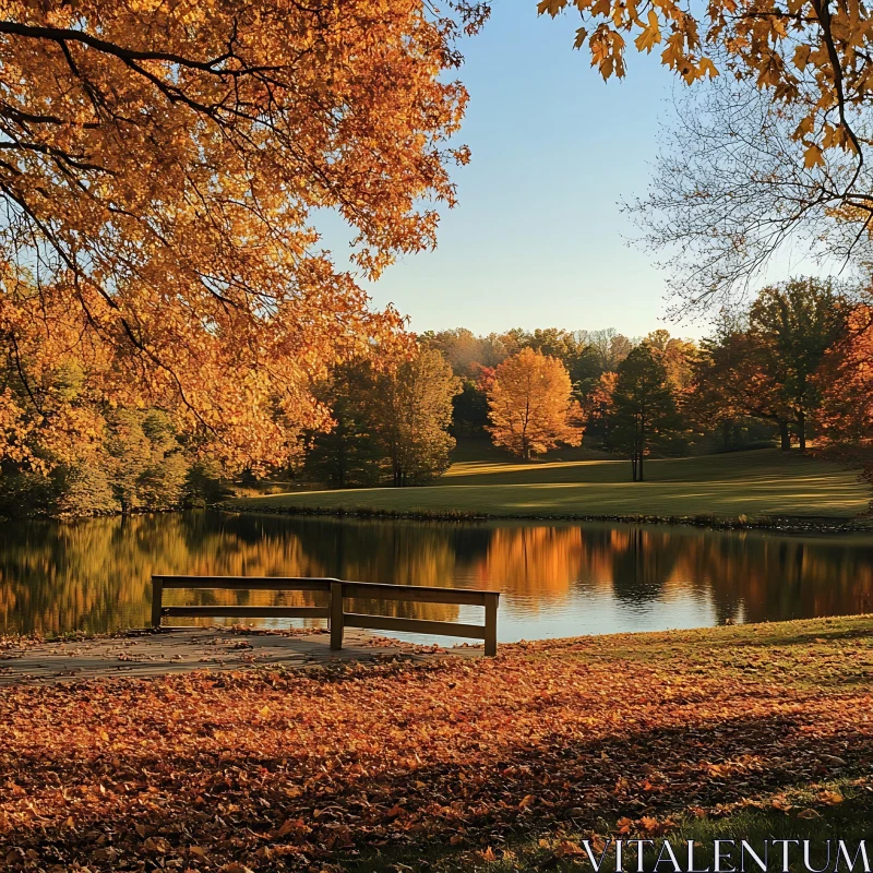 AI ART Tranquil Fall Scene with Reflection on Lake