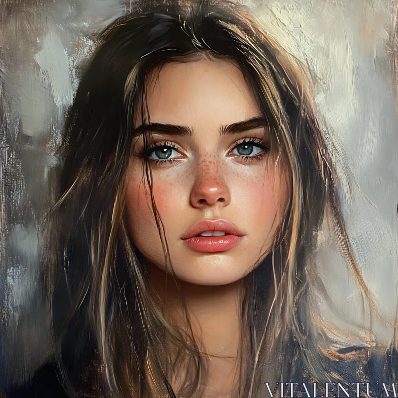 AI ART Stunning Portrait of a Woman with Blue Eyes