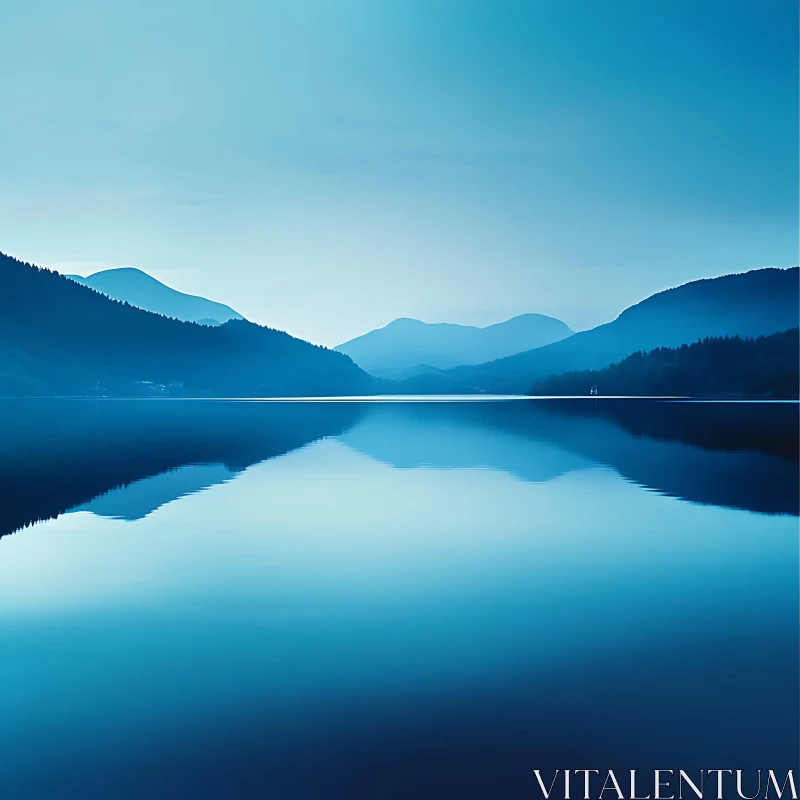 Peaceful Mountain Lake Reflection AI Image