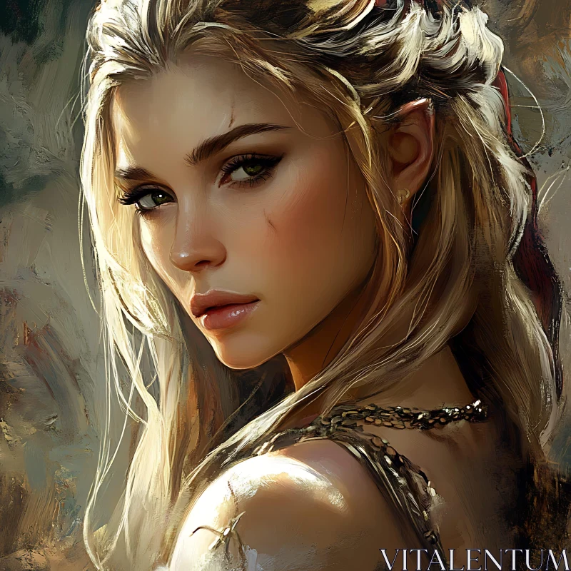 Captivating Woman Portrait in Fantasy Art Style AI Image