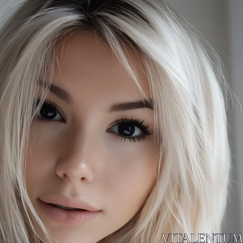 Striking Blonde Woman Close-Up Portrait AI Image